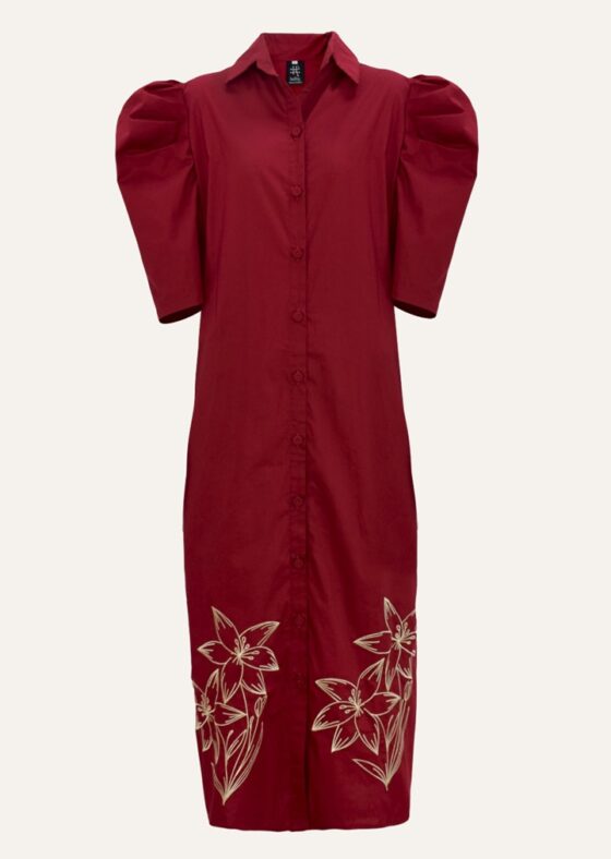 Camisero Meghan Bordado Vino tinto