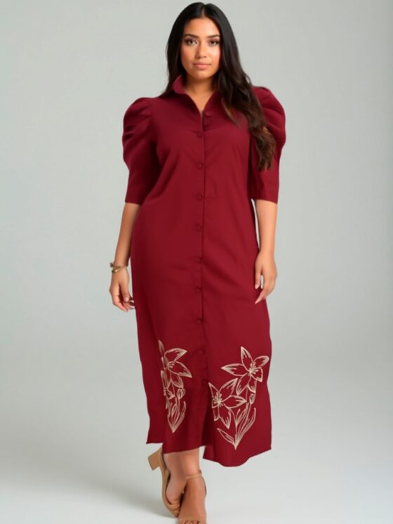 Camisero Meghan Bordado Vino tinto - Imagen 2